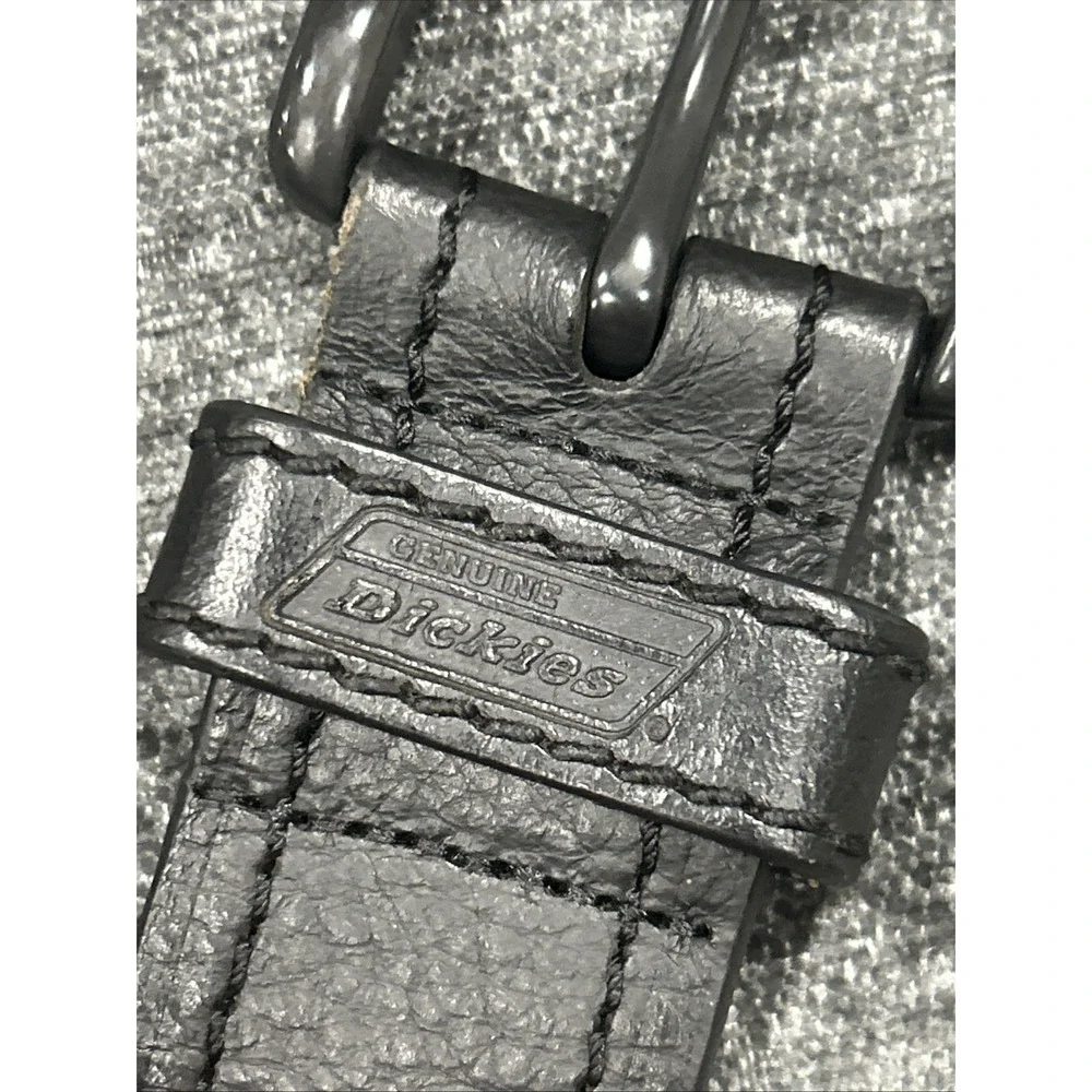 Genuine Dickies Mens Black Leather Belt Size 34 Gunmetal Buckle Workwear Classic